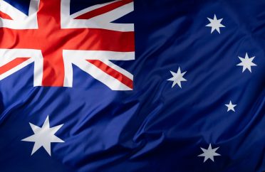 Image of close up of wrinkled national flag of australia